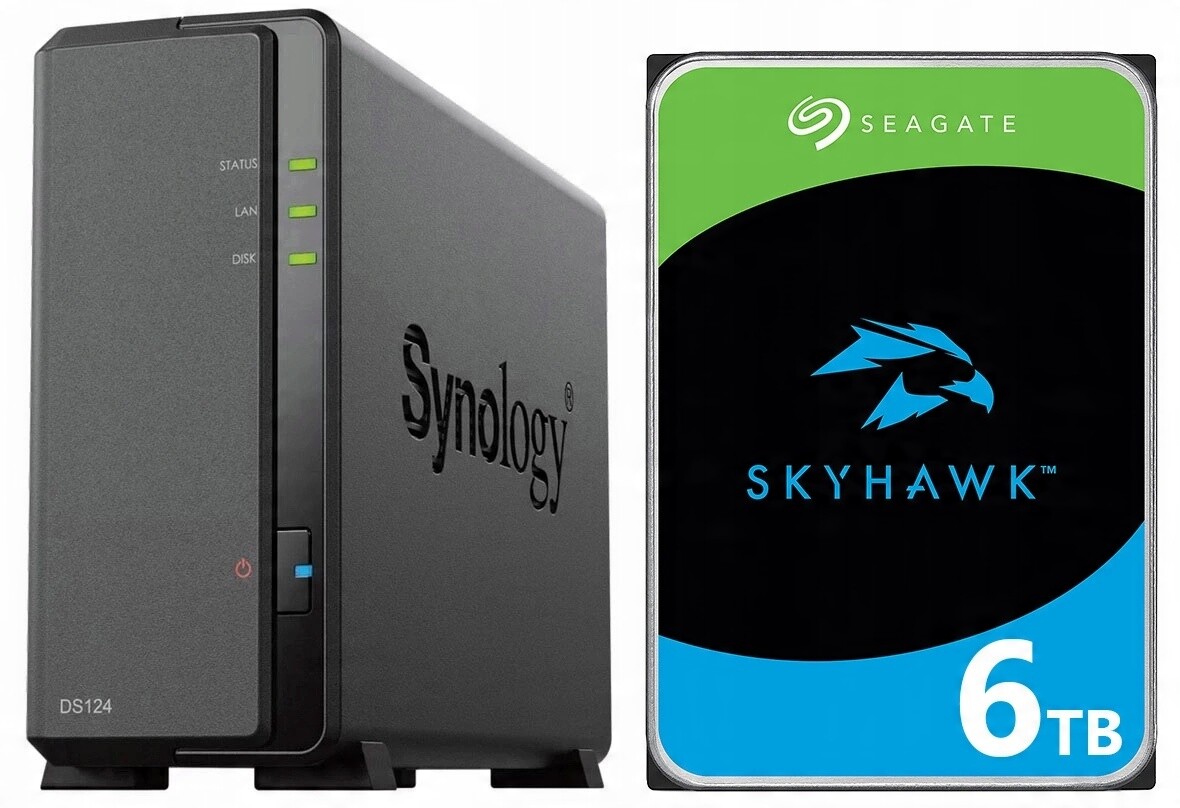 Nas server Synology DiskStation DS124 s 6TB diskem Seagate SkyHawk
