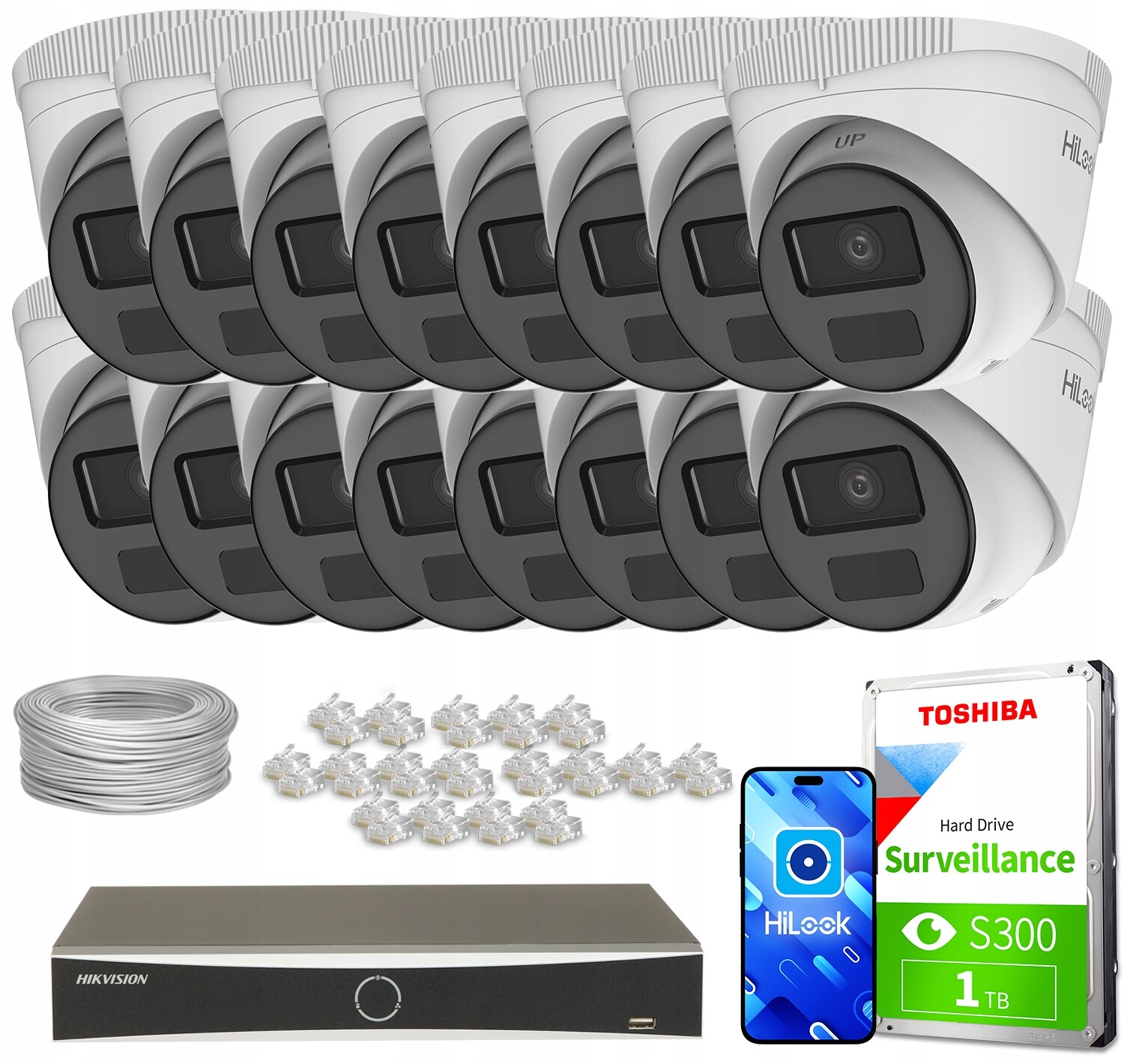 Sada pro monitorování 16x IPCAM-T2-P DS-7616NXI-K2/16P(D) 2mpx Ir 20 m