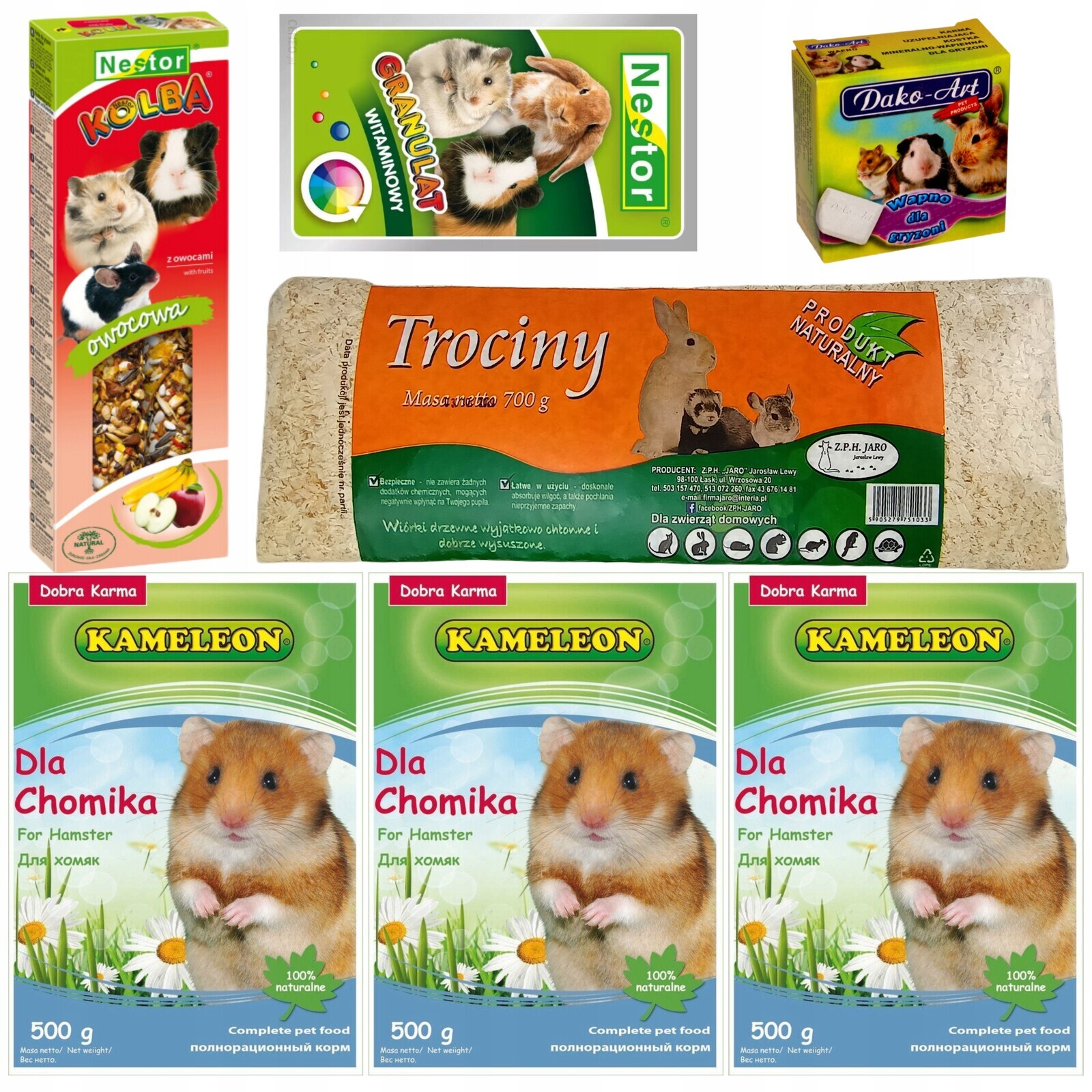 Klecová Sada Pro Křečka Krmivo Baňky Pilin