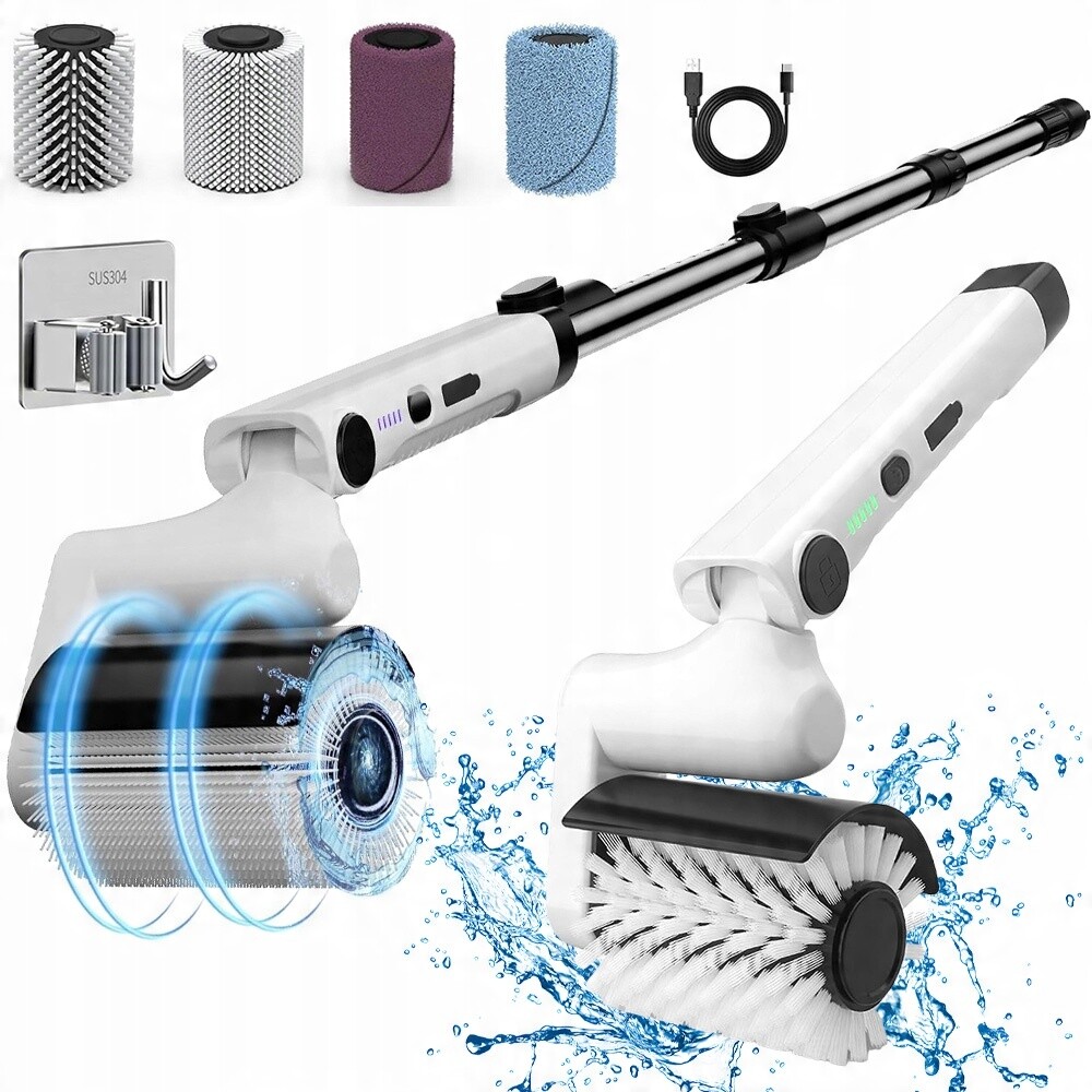 Elektrický Kartáč Na Čištění, Bezdrátový Mop Se 4 Hlavicemi