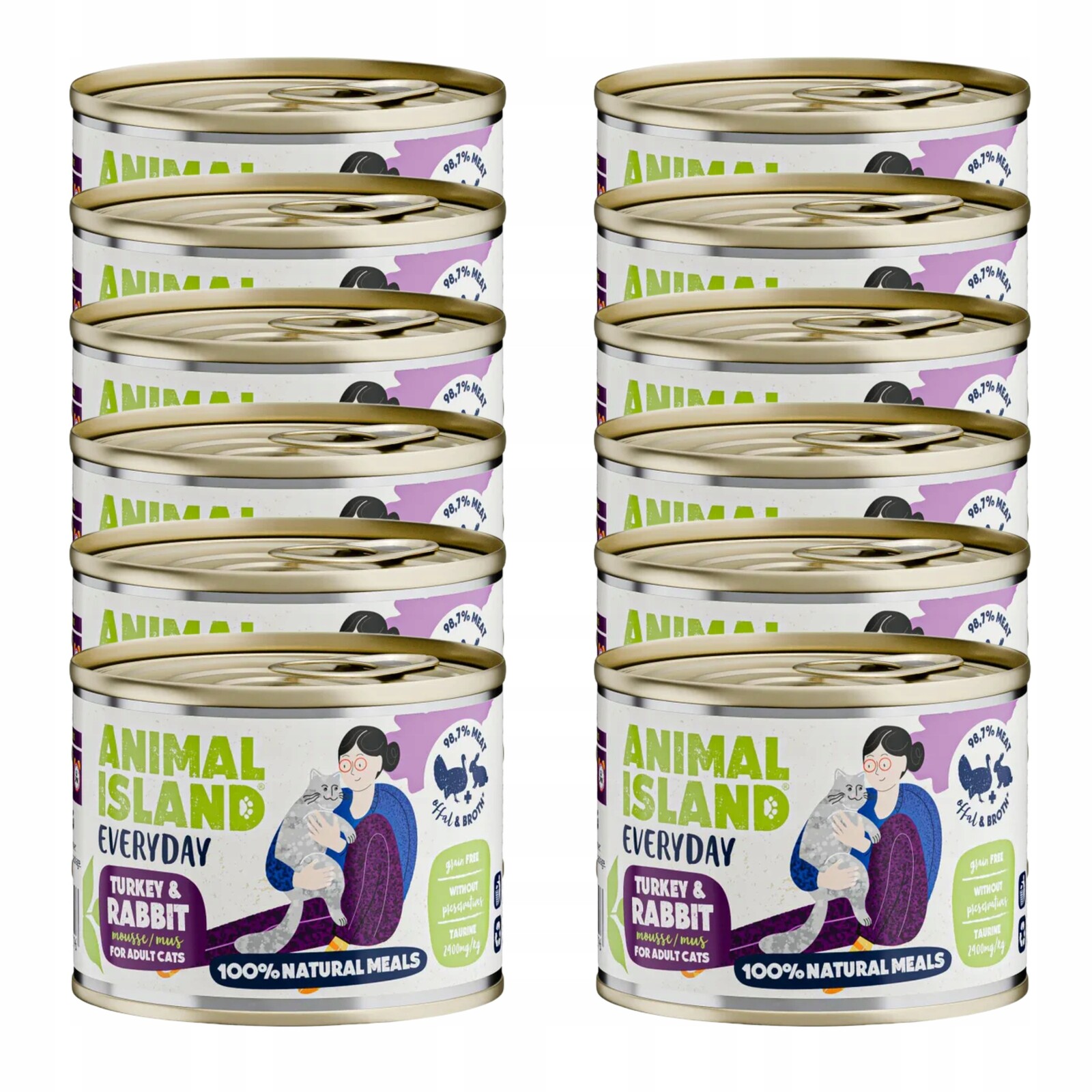 Animal Island Everyday Vlhké krmivo Krůta s králíkem pro kočky 12x200g Zesta