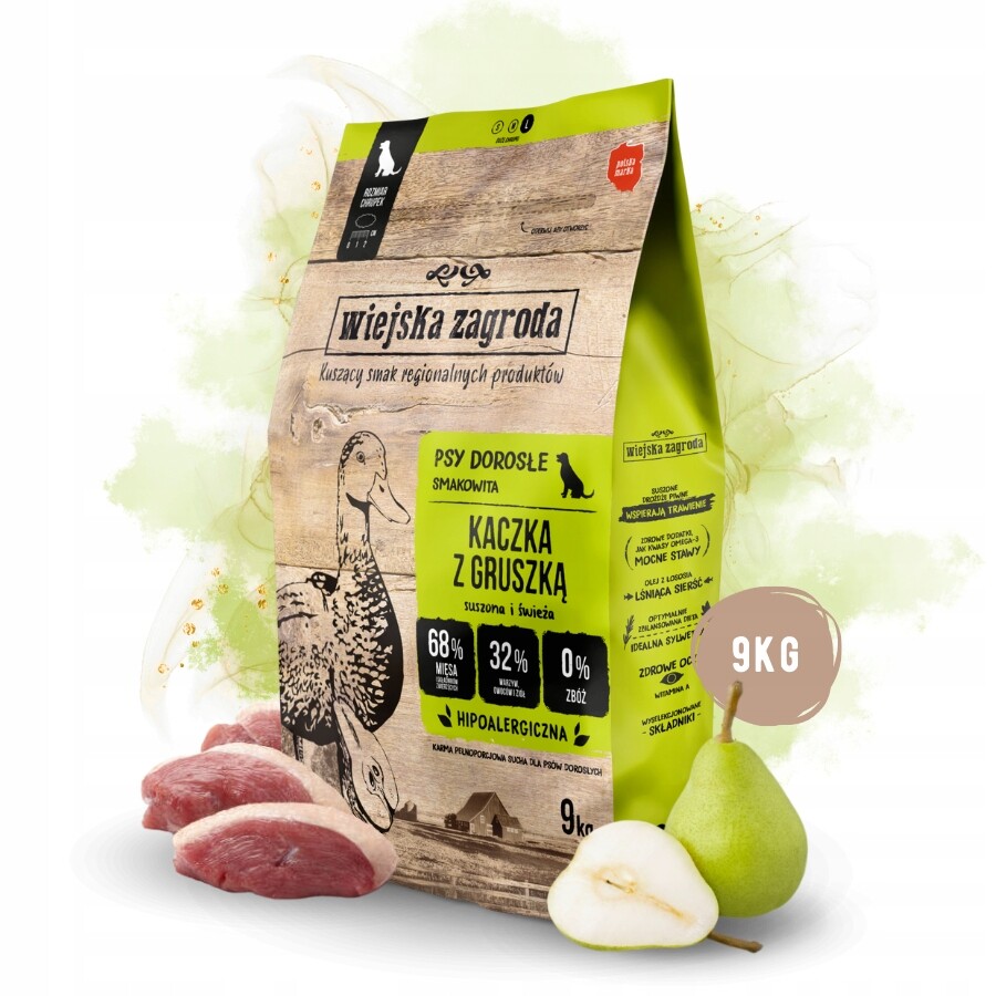 Wiejska Zagroda Krmivo suché pro psa Kachna Hruška Zelenina Velká plemena L 9 kg