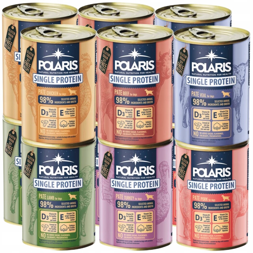 Polaris Vlhké Krmivo Pro Psy Sada 12X400 G Paštika MIX Chutí Monoproteinová