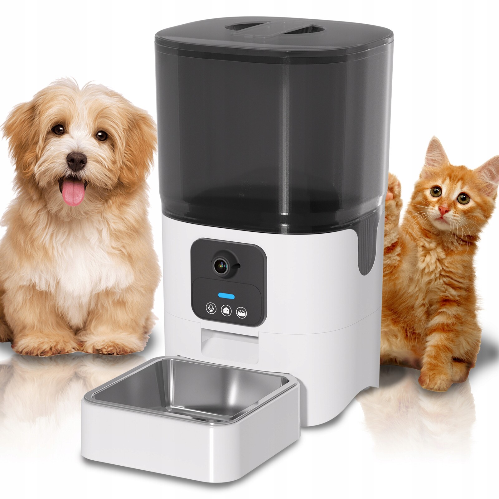 Automatický Podavač 6L S Kamerou HD1080p Wi-Fi Dávkovač Krmiva Pro Kočky Psa