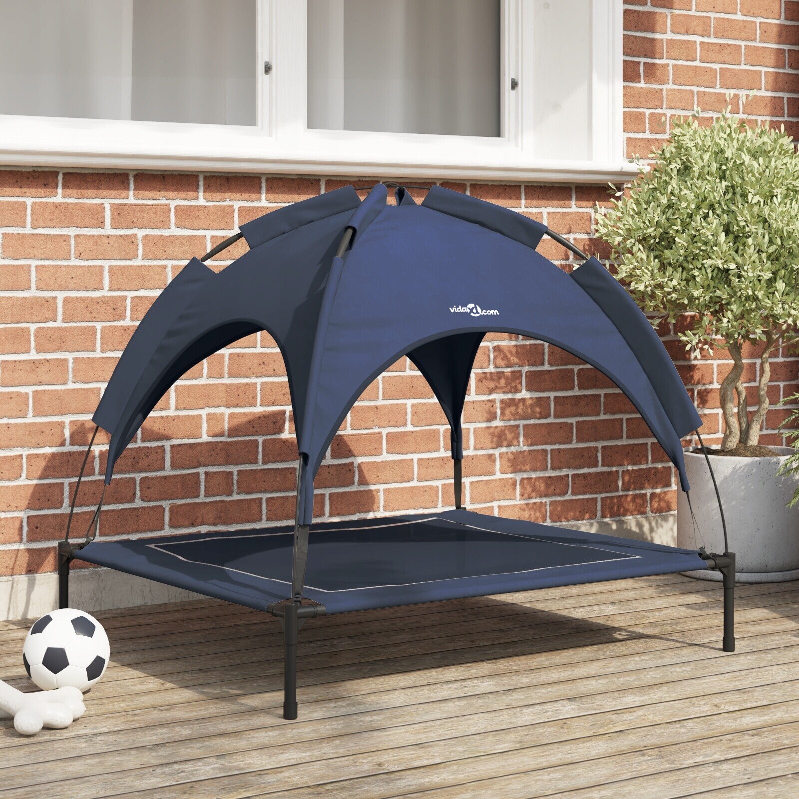 Vyvýšené pelíšek pro psa s odnímatelnou střechou Granátové L Ocel