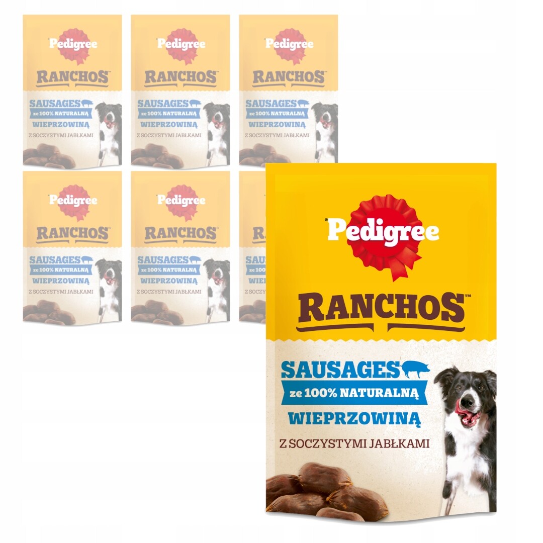 Pedigree Ranchos Sausages 7x60g Přírodní psí pamlsek s vepřovým masem