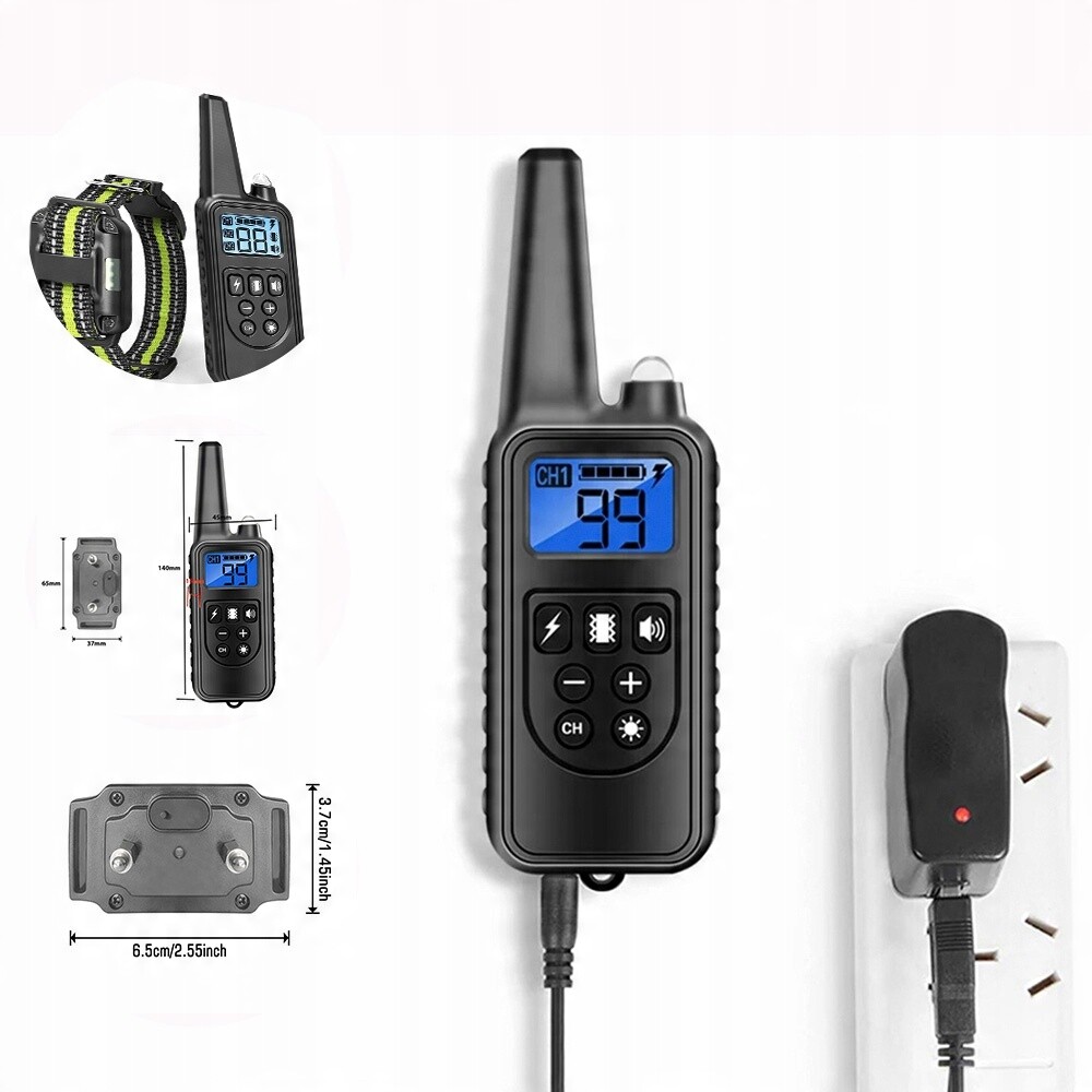 800M Tréninkový obojek s elektrickým šokem a vibrační a zvukovou funkcí