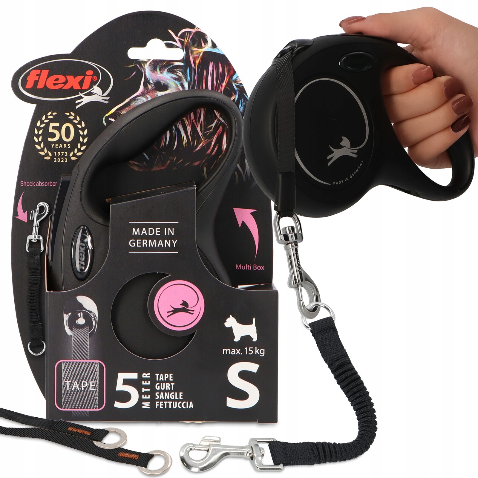 Vodítko Automatická Psa 15 kg 5 m Svinovací páska s tlumičem tréninku Dlouhá