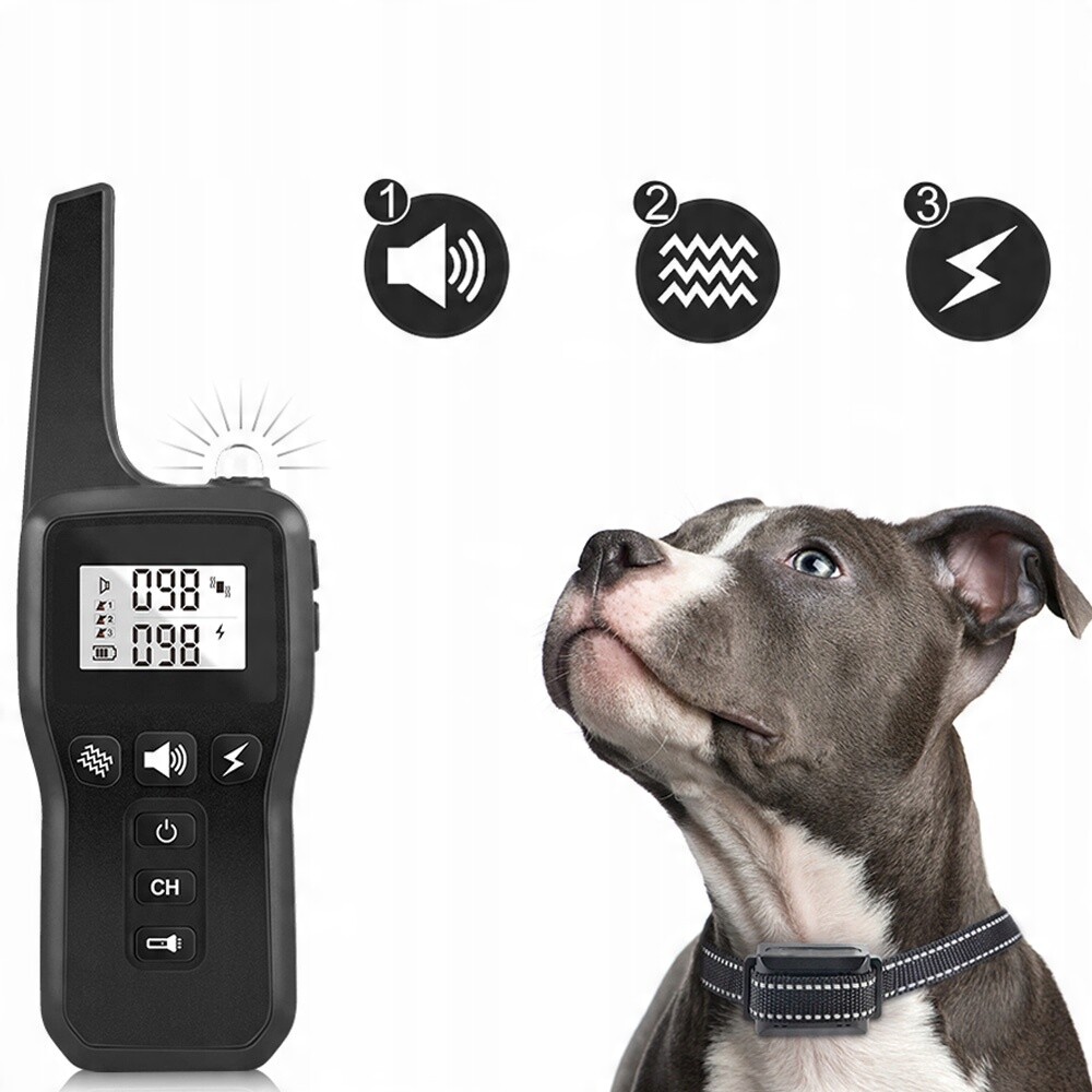 1000M Elektrický výcvikový obojek pro psy s vibracemi a zvukem
