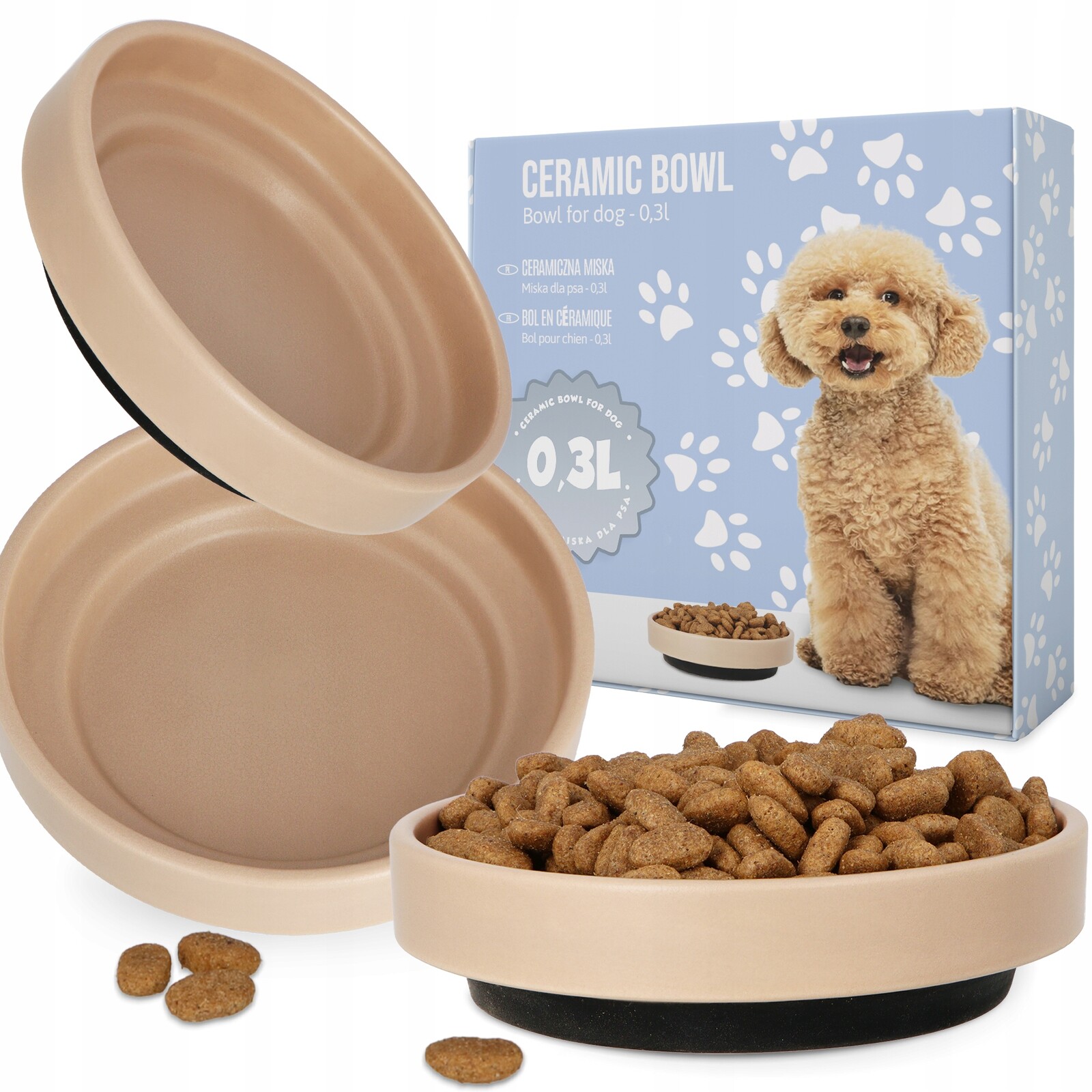 2x Miska Pro Psa Štěňata 0,3 Keramická miska pro kočku králíka Nízká Destička 4D