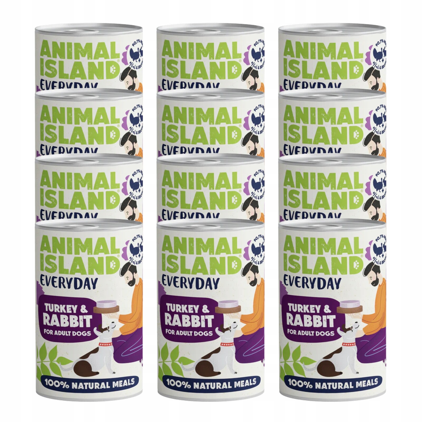 Animal Island Everyday Vlhké krmivo Krůta s králíkem pro psa 12x400g Set