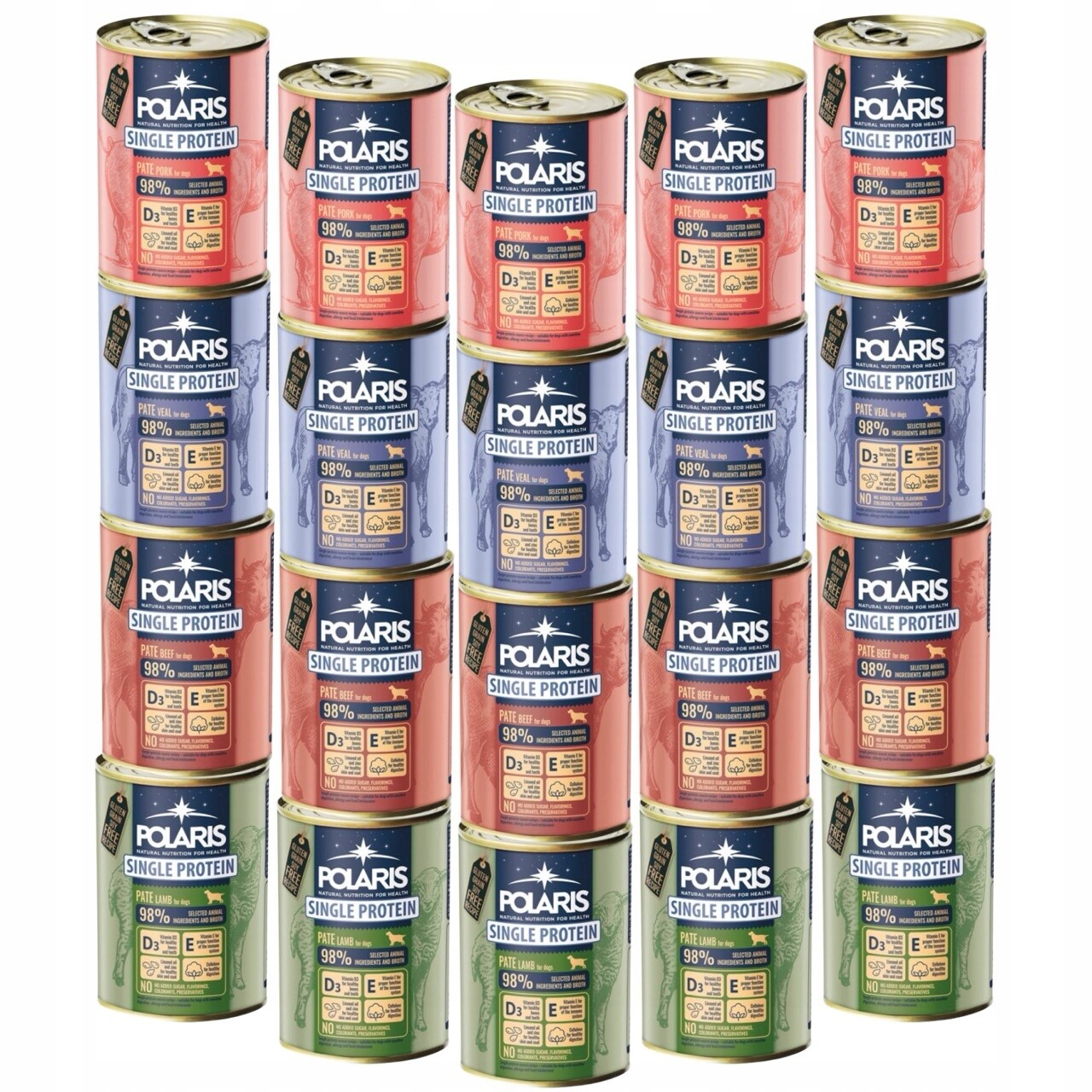 Polaris Vlhké Krmivo Pro Psy Sada XXL 20X400G Paštika MIX 4 Příchutí Plechovka