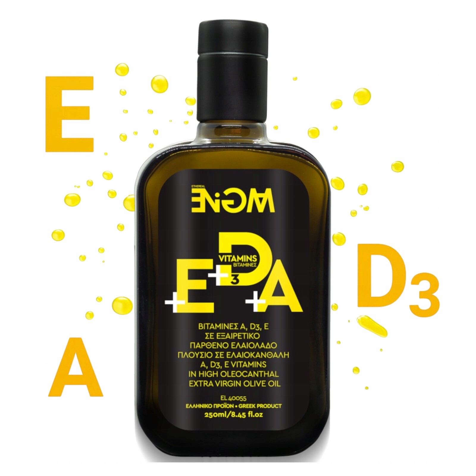 Extra Panenský Řecký Olivový Olej S Vitamíny A, D3 A E, 250 ML V Lahvičce