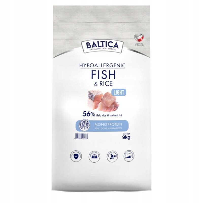 Baltica Adult Fish & Rice Mořské Ryby S Rýží M 9 kg Průměr Plemene