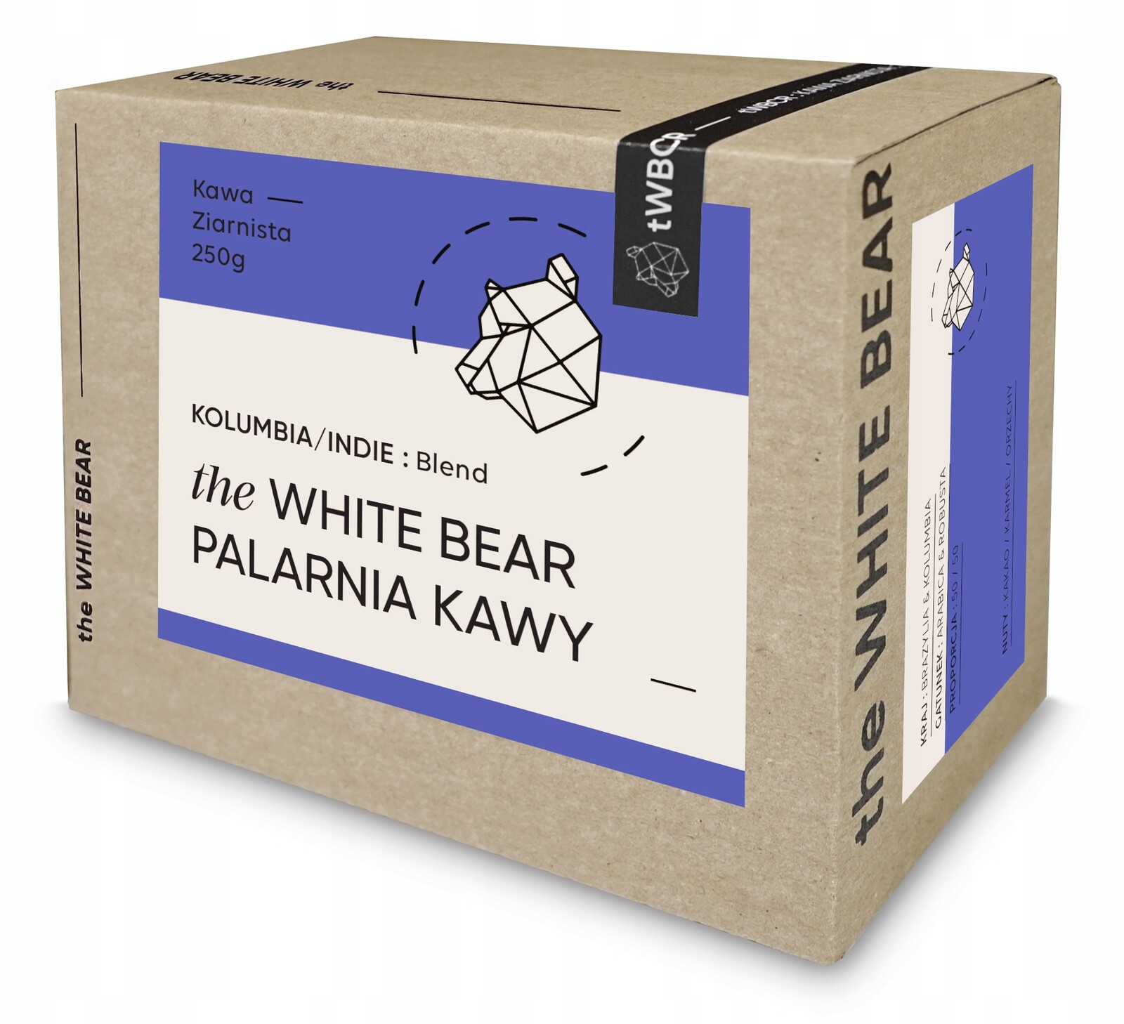 2x the White Bear Káva Zrnková Kolumbie/Indie Blend 250 g