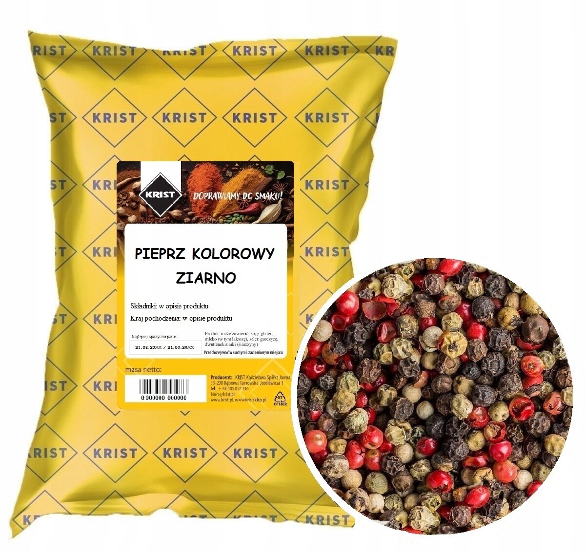 Pepř barevný zrnitý 1000g 1kg Krist