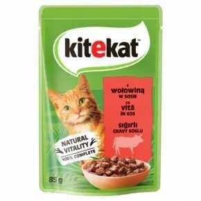 Kitekat krmivo Mokré pro kočky Hovězí , Sáčky 85G