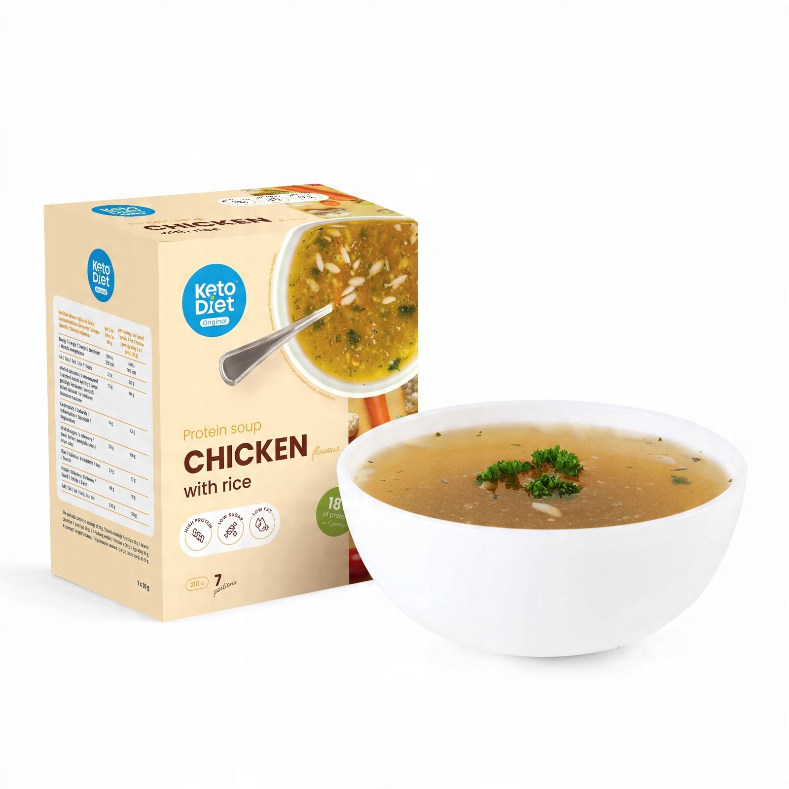 Proteinová polévka kuřecí s rýží (7 porcí)