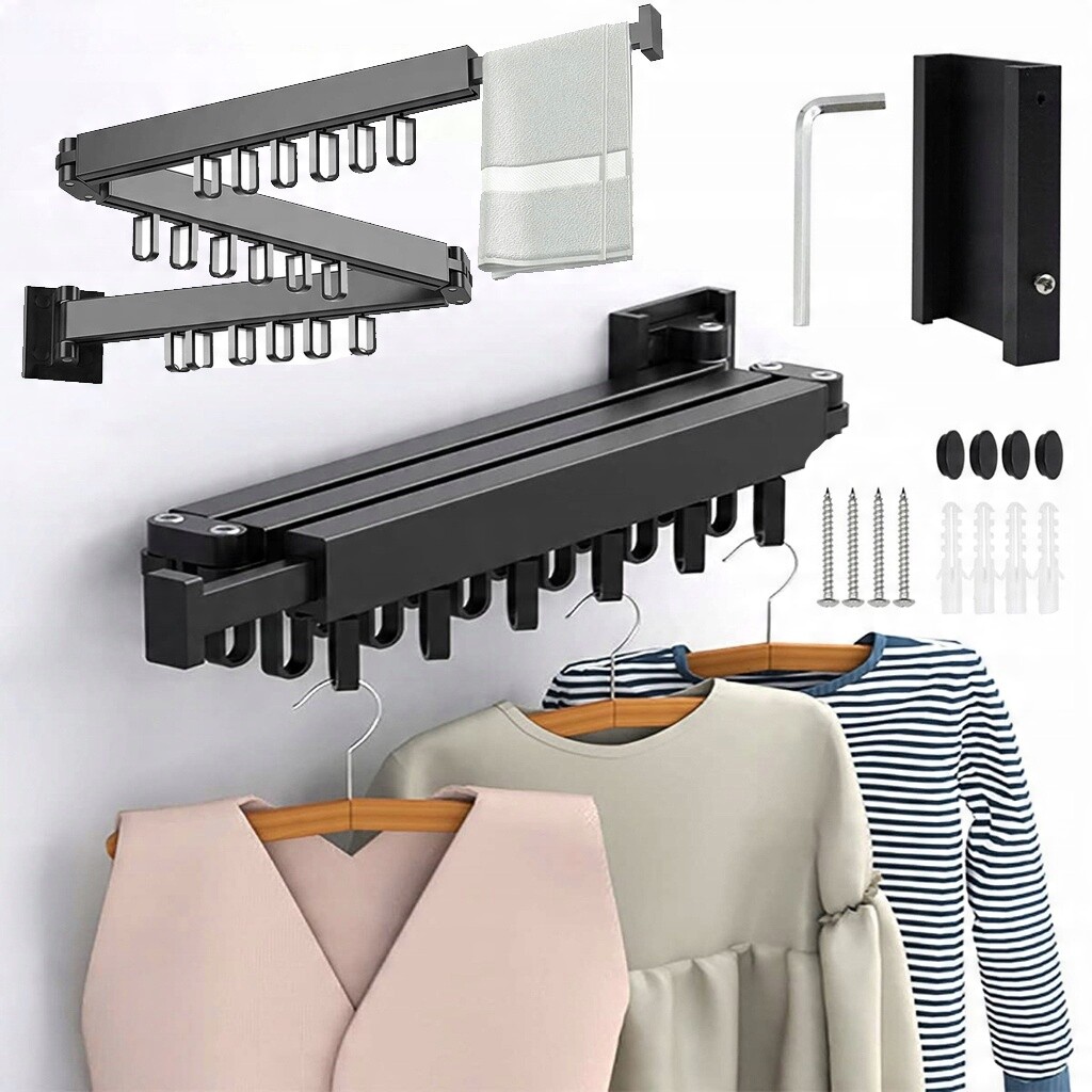 Výsuvný Hliníkový Skládací Věšák 120 CM 18 Háčků 50 Kg