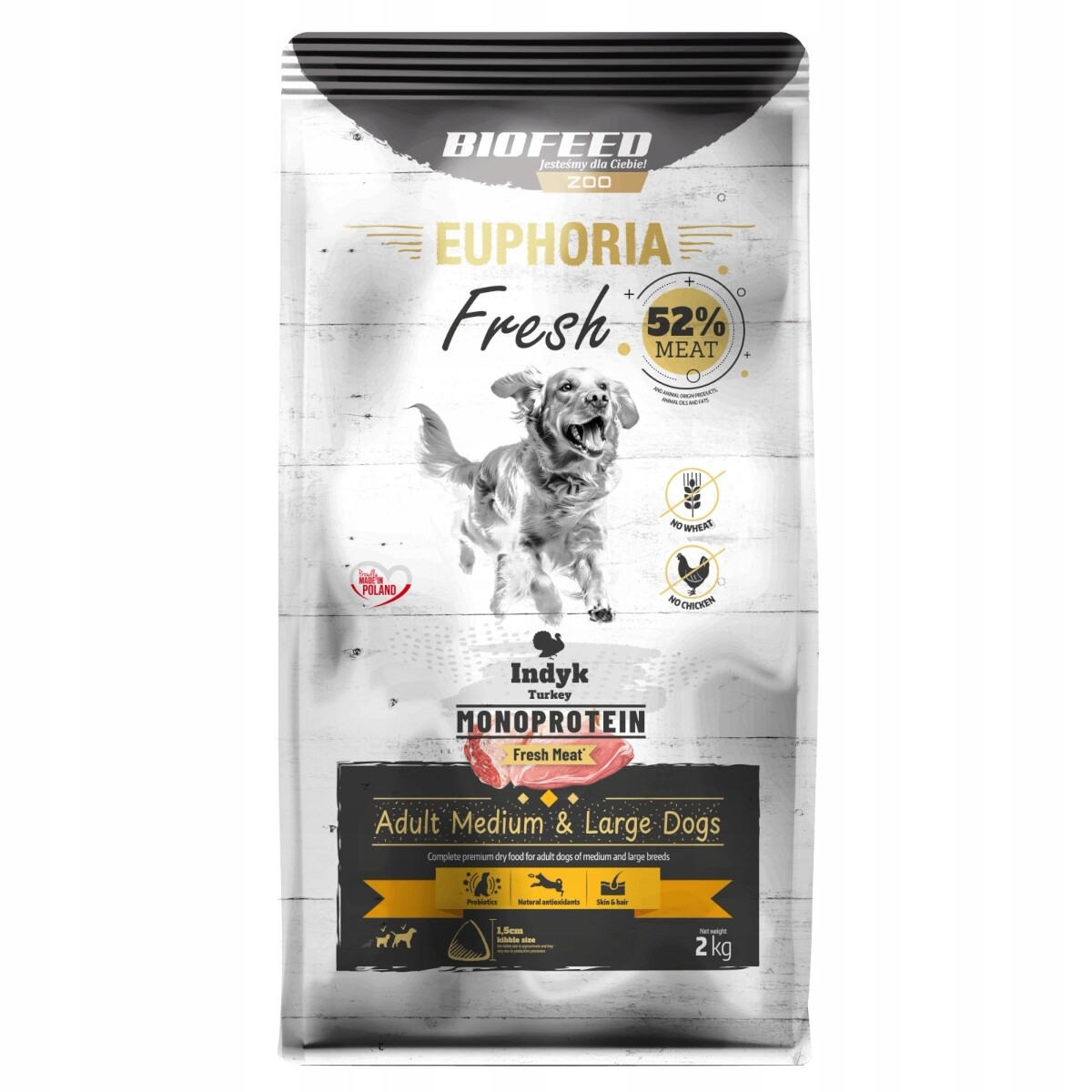 Biofeed Euphoria Fresh Meat Adult 2kg Krůta monoprotein střední velká