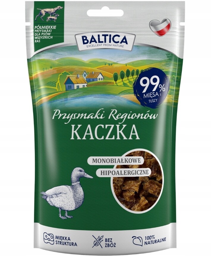 Baltica monoproteinová Kačka 80 g Hypoalergenní tréninkové pamlsky pro psy