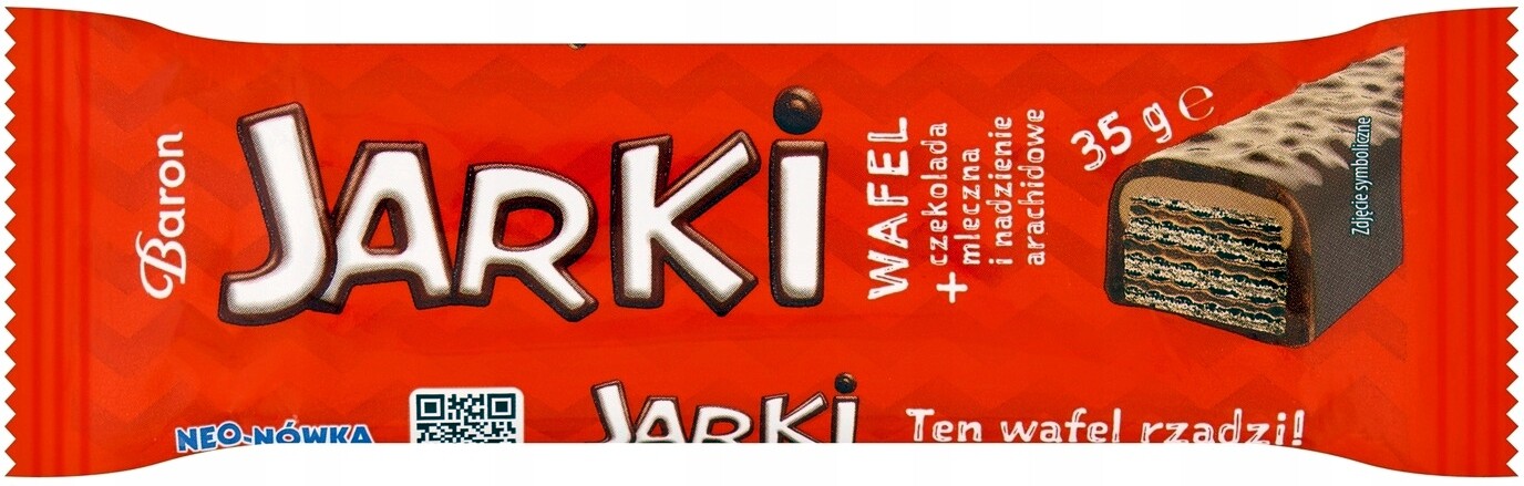 Tyčinky Jarki v mléčné čokoládě červené Neo-Novka Baron 35 g x 24 Ks