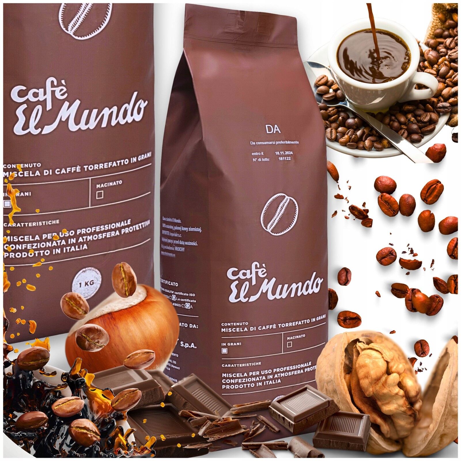 Italská Káva 1KG Arabika Robusta Čerstvě Pražená Da Crema ElMundo