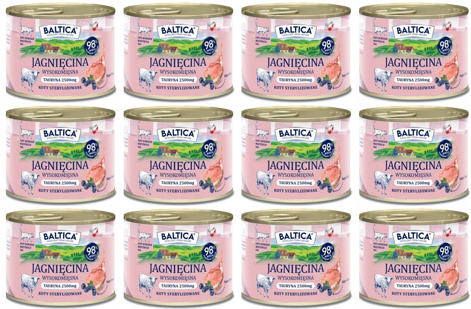 Baltica Cat Jehněčí 12 plechovek 185 g