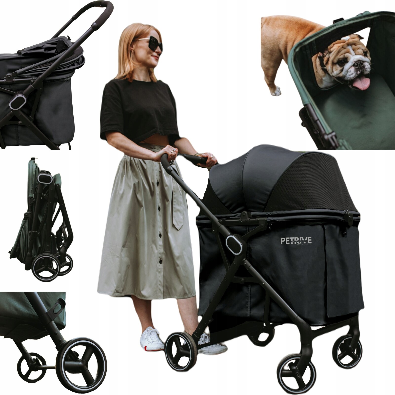 Kočárek pro psa, kočárek pro kočky Petrive velký, Tlumení Nárazů L/XL 100x93x63 cm