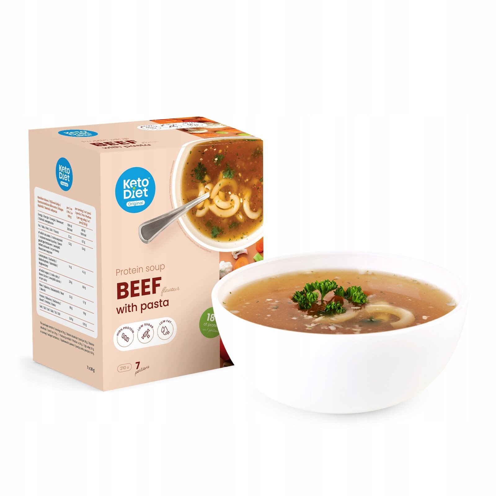 Proteinová polévka hovězí s těstovinami (7 porcí)