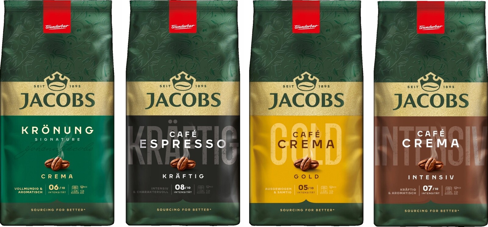 Káva zrnková Jacobs Sada 4 x 1 Kg