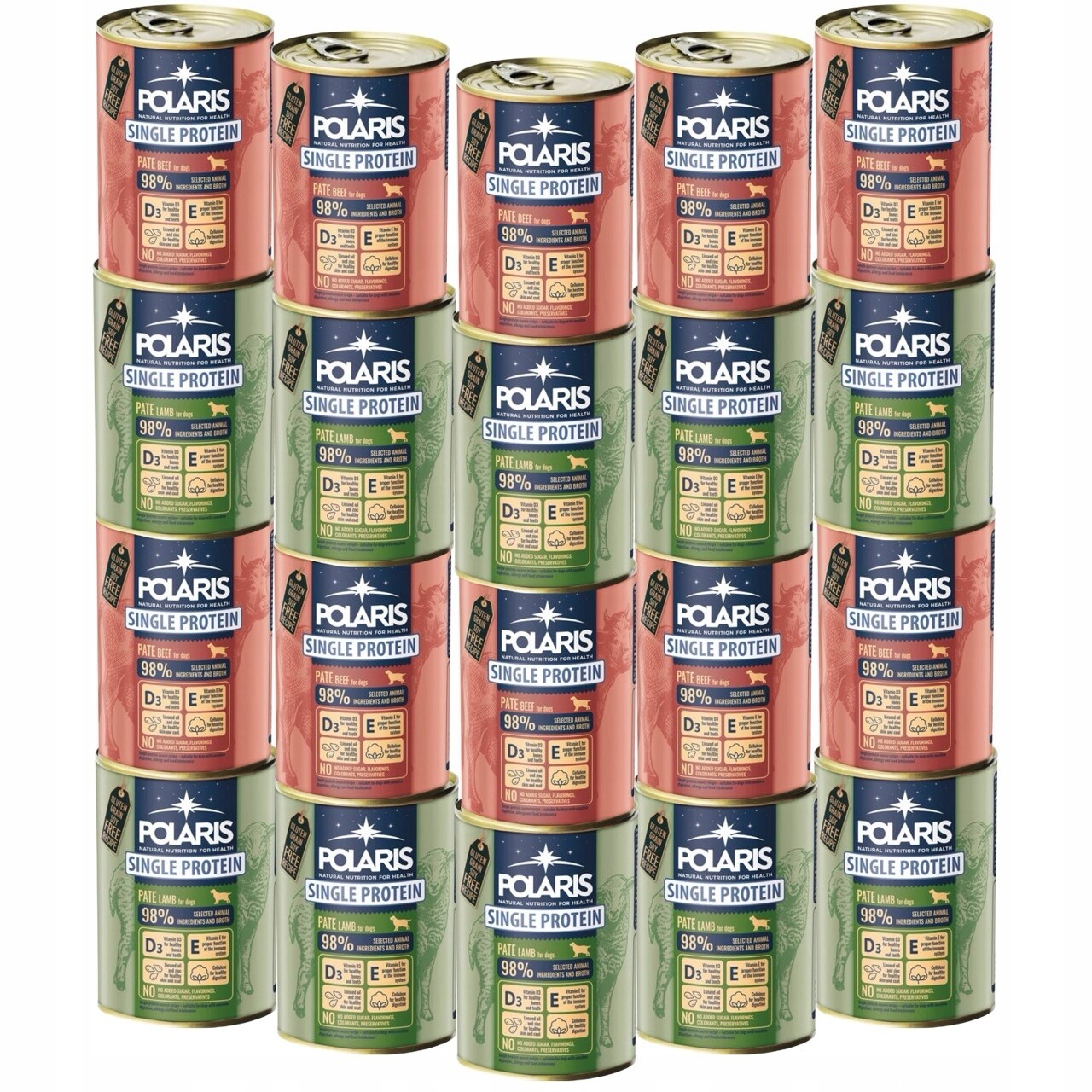 Polaris Vlhké Krmivo Pro Psy Sada 20X400 G Paštika Hovězí Jehněčí Maso MIX