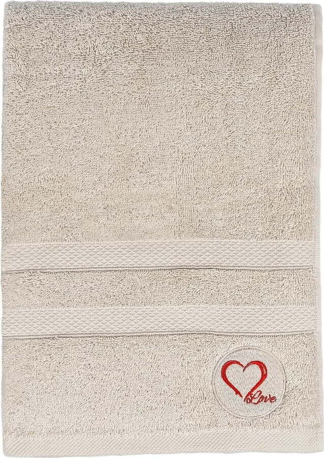 Béžová froté bavlněná osuška 70x140 cm Love – Foutastic