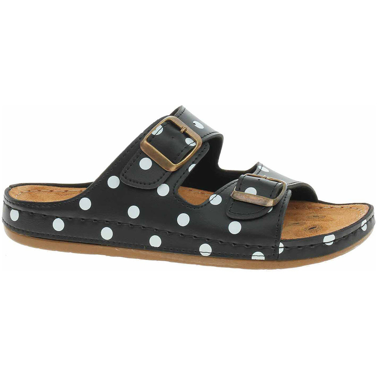 Medi Line  Dámské pantofle  S182.002 black dots  Černá