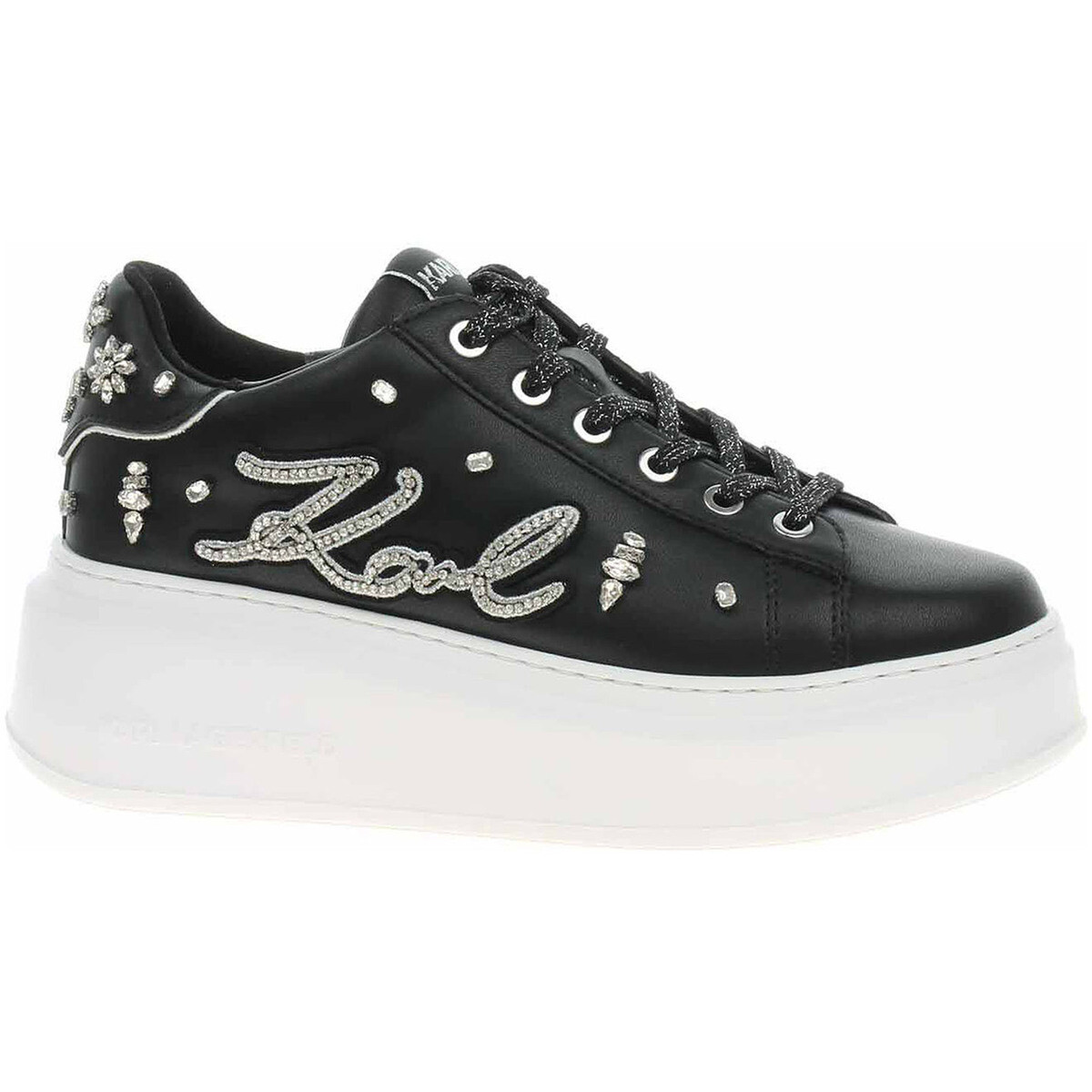 Karl Lagerfeld  Dámská obuv  KL63525 00S black lthr w-silver  Černá