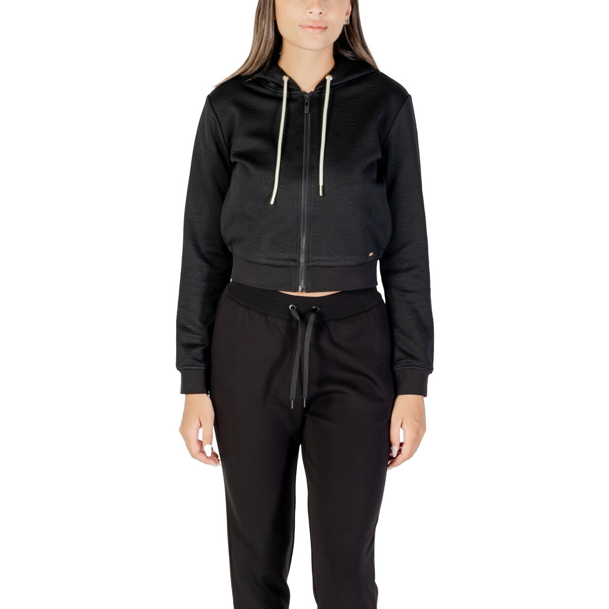 Guess  3D PEONY ZIPPER HOODIE JACKET V5YQ06 KBSL2  Černá