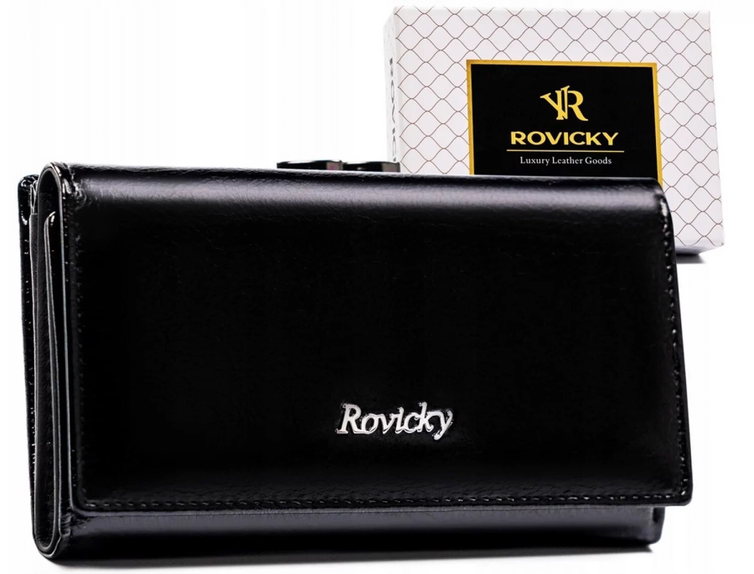 Trendy dámská kožená peněženka Rovicky Yannig, černá