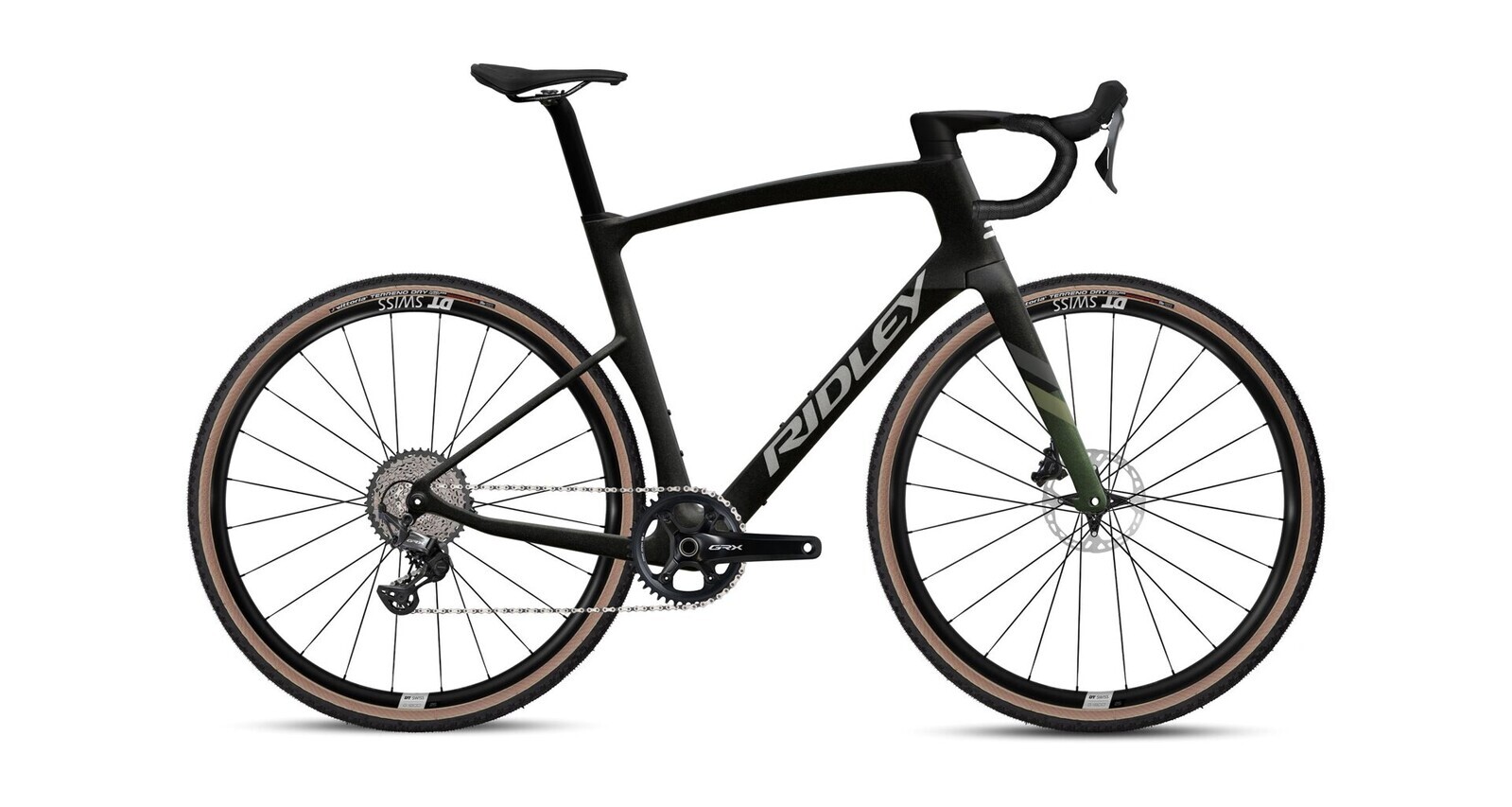 Gravel kolo RIDLEY KANZO Fast GRX800 Black Metallic/Army Green/Silver Velikost: M