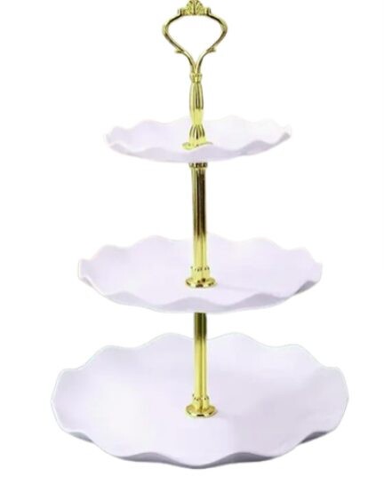 Třípatrový servírovací stojan - Bílý