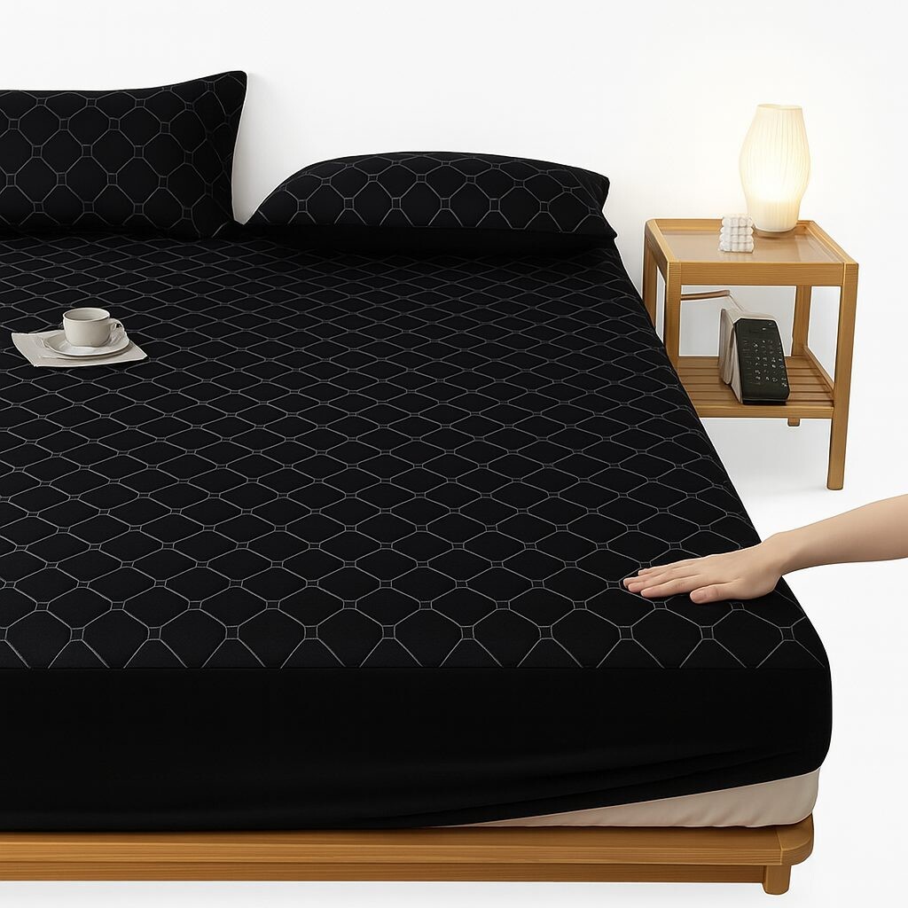 Prošívaný chránič matrace 180 x 200 cm - Černý