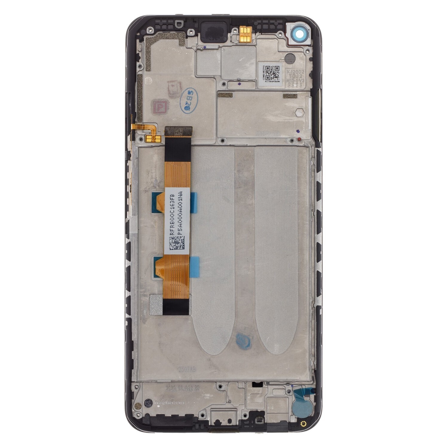 LCD display + dotyková deska + přední kryt pro Xiaomi Redmi Note 9 5G, black (Service Pack)