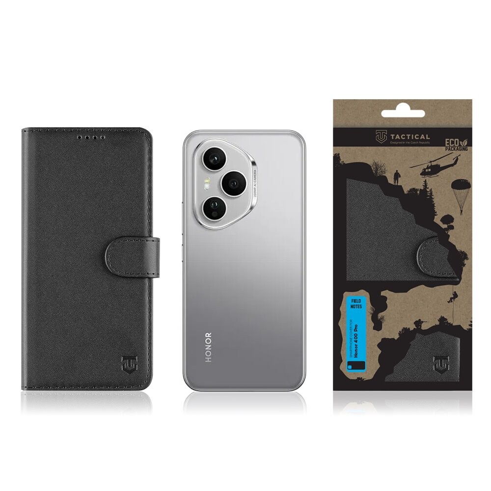 Flipové pouzdro Tactical Field Notes pro Honor 400 Pro, černá