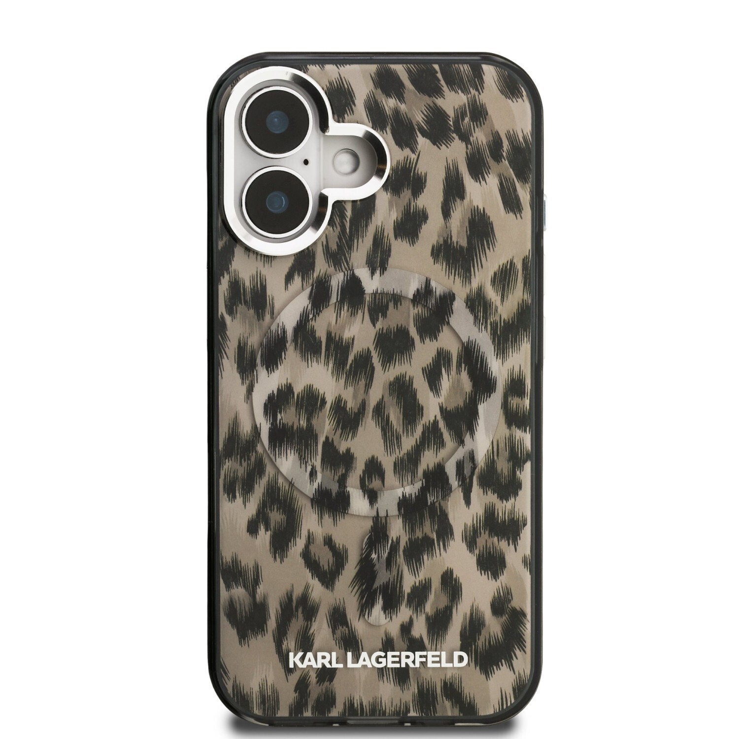 Zadní kryt Karl Lagerfeld IML Leopard MagSafe pro Apple iPhone 16, hnědá