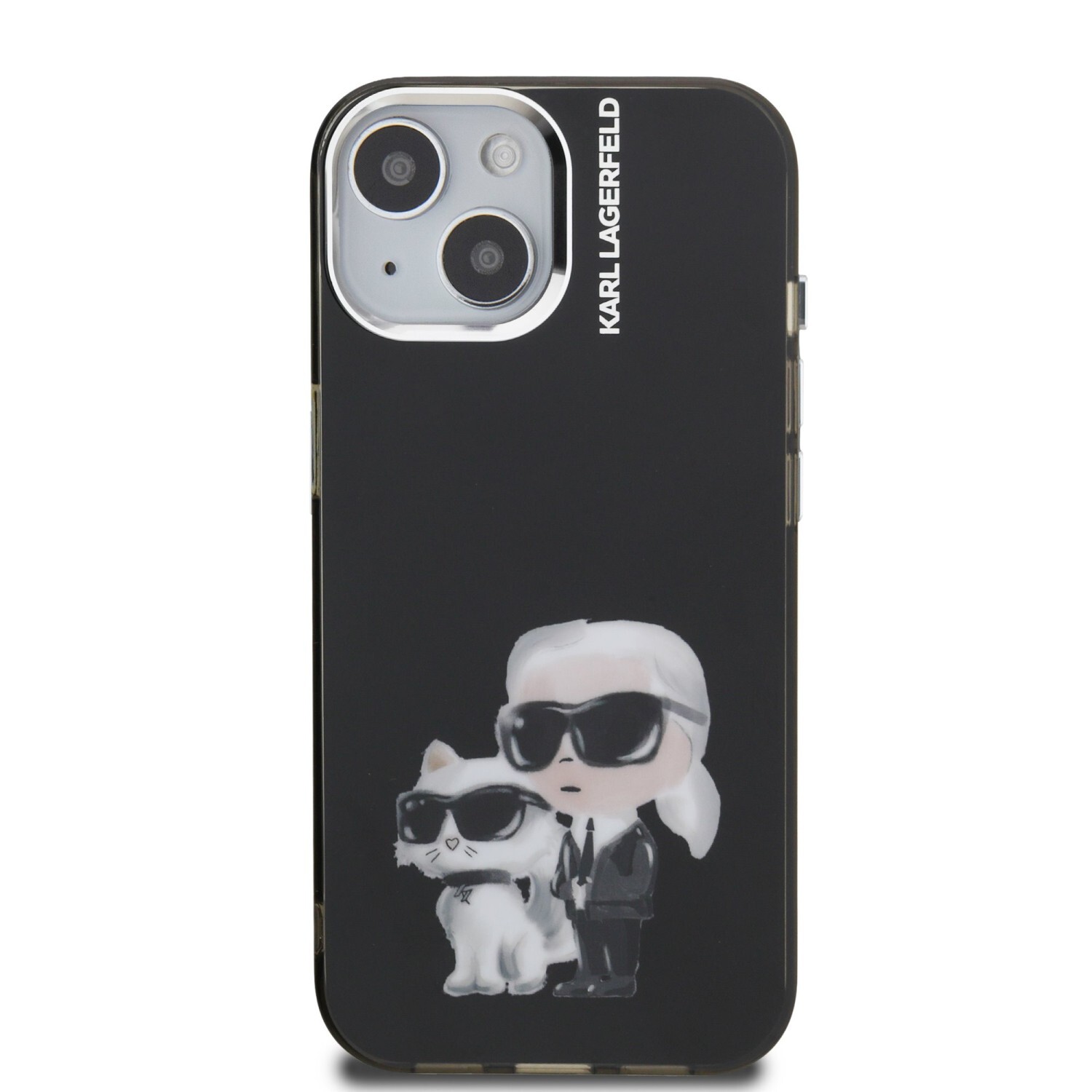 Zadní kryt Karl Lagerfeld IML Aquarelle Karl and Choupette pro Apple iPhone 15, černá