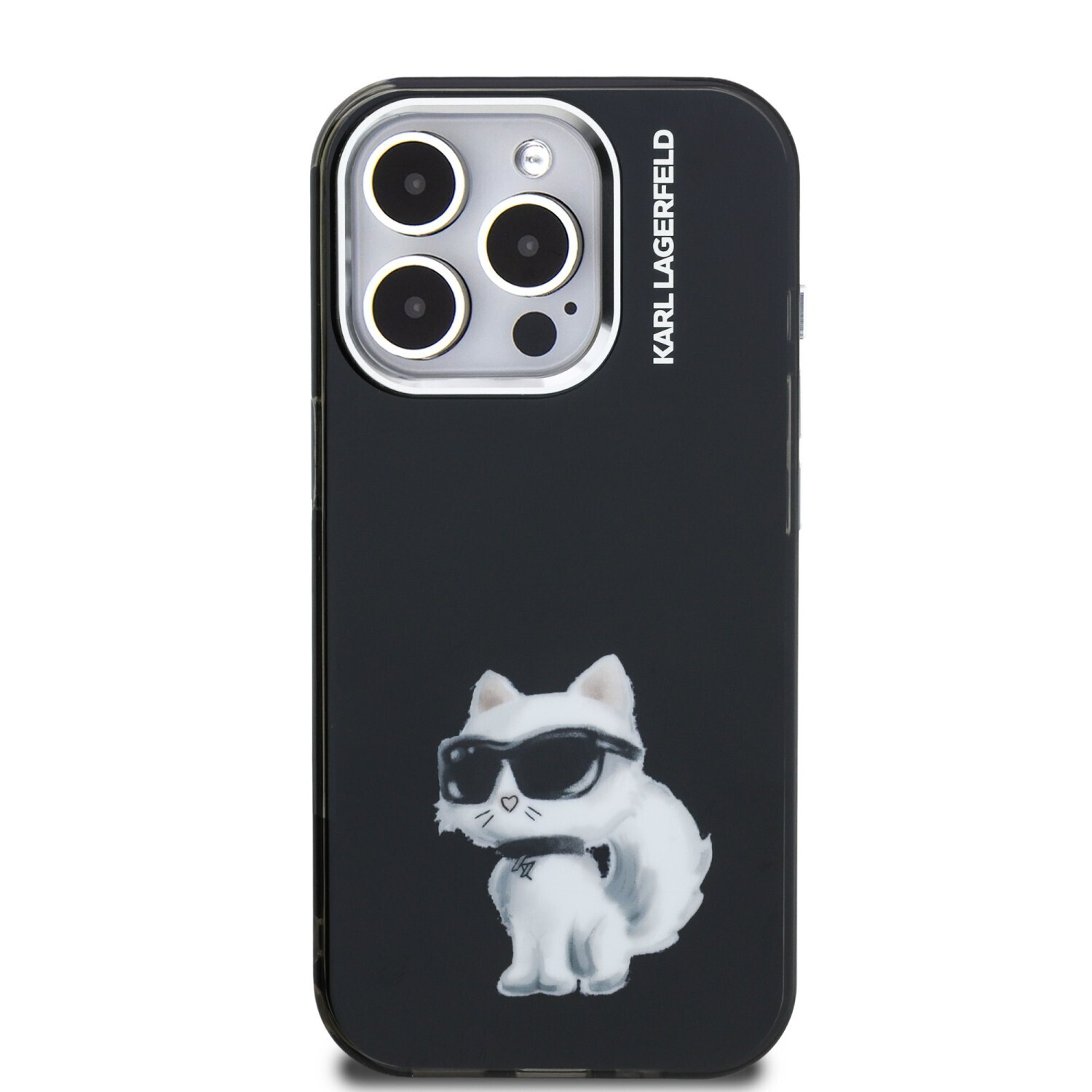 Zadní kryt Karl Lagerfeld IML Aquarelle Choupette Apple iPhone 15 Pro, černá
