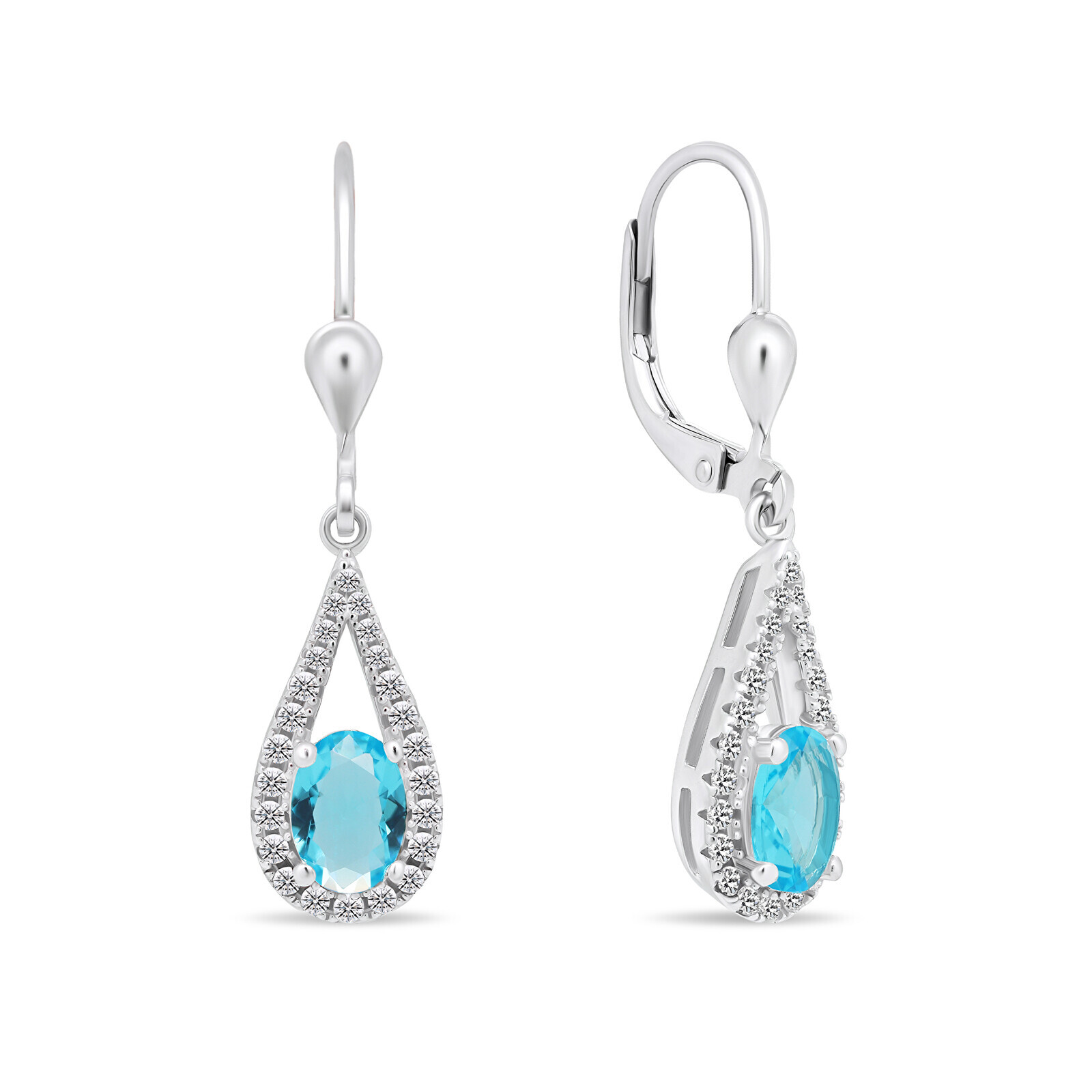 Brilio Silver Půvabné stříbrné náušnice se světle modrými zirkony EA446WAQ