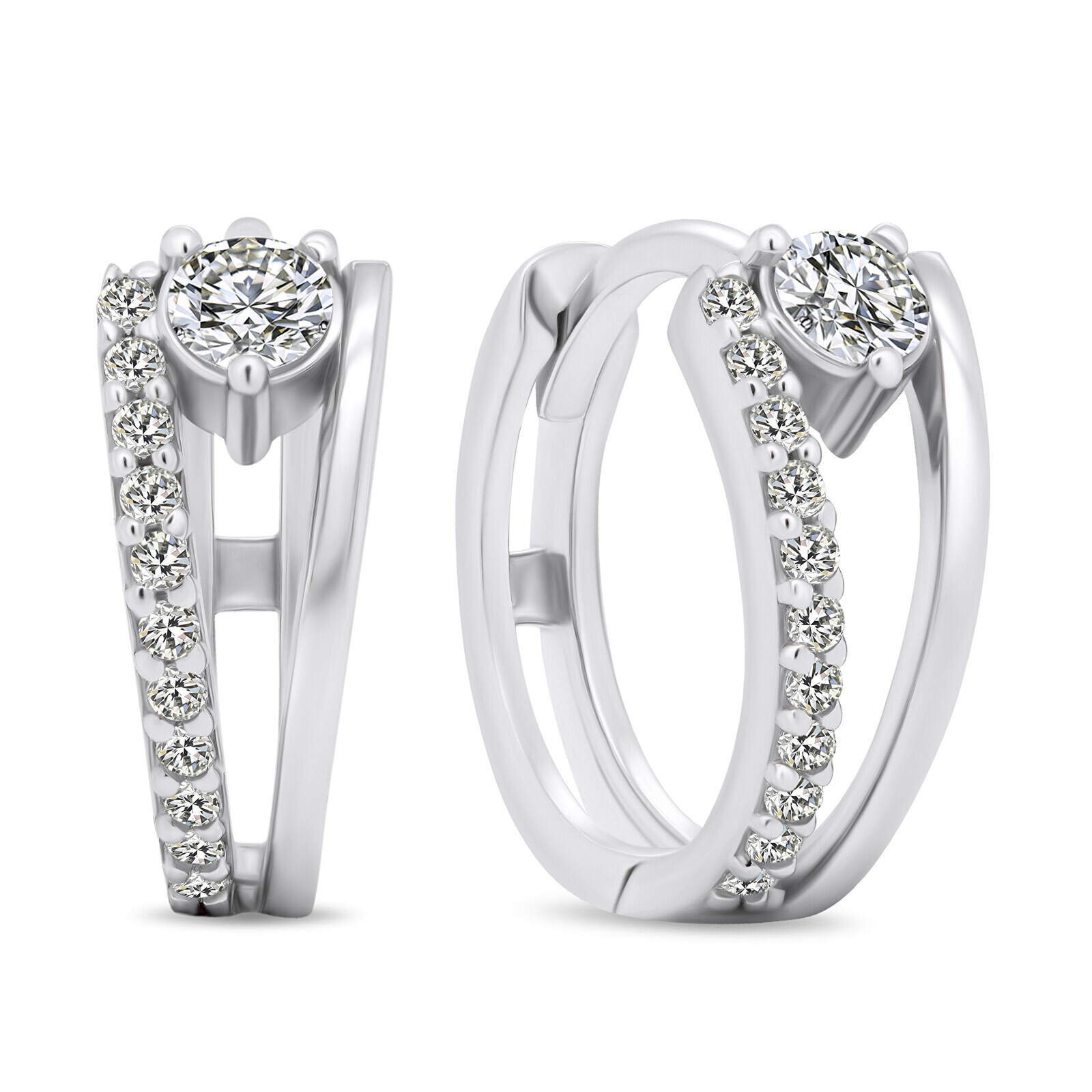 Brilio Silver Oslnivé kruhové náušnice se zirkony EA503W