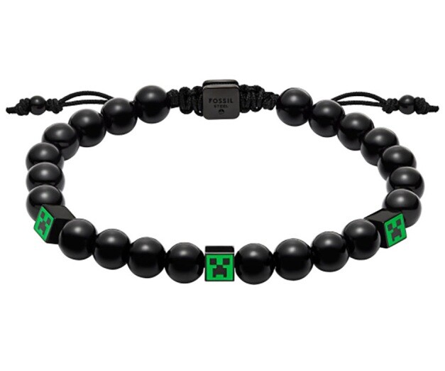 Fossil Černý korálkový náramek Minecraft x Fossil JFC04861001