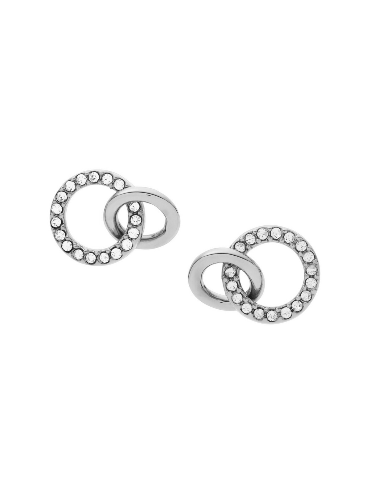 Fossil Třpytivé ocelové náušnice s kroužky Hazel JOF00626040