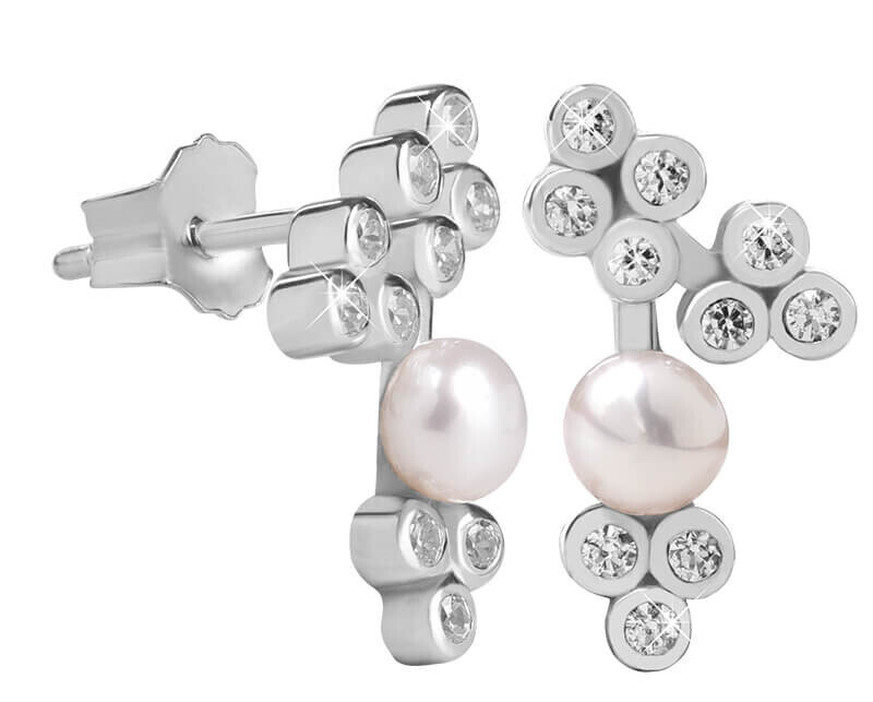 Silver Cat Okouzlující stříbrné náušnice s perličkou Pearls SC314